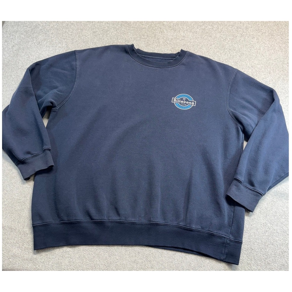 Billabong Mens XL Sweatshirt Navy Blue Crewneck Surf Skate Logo Pullover Retro